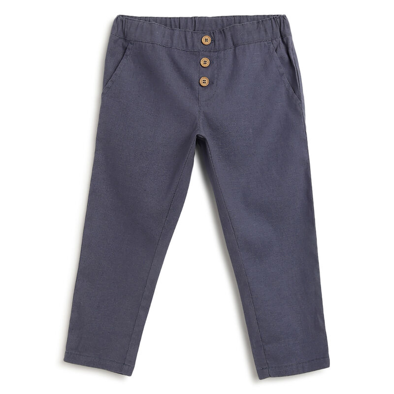 Boys Dark Light Blue Solid Trouser image number 0
